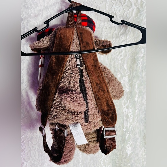 Carried Away By Stepping Stones Plaid Moose Plush Stuffed Animal Backpack - Picture 3 of 7